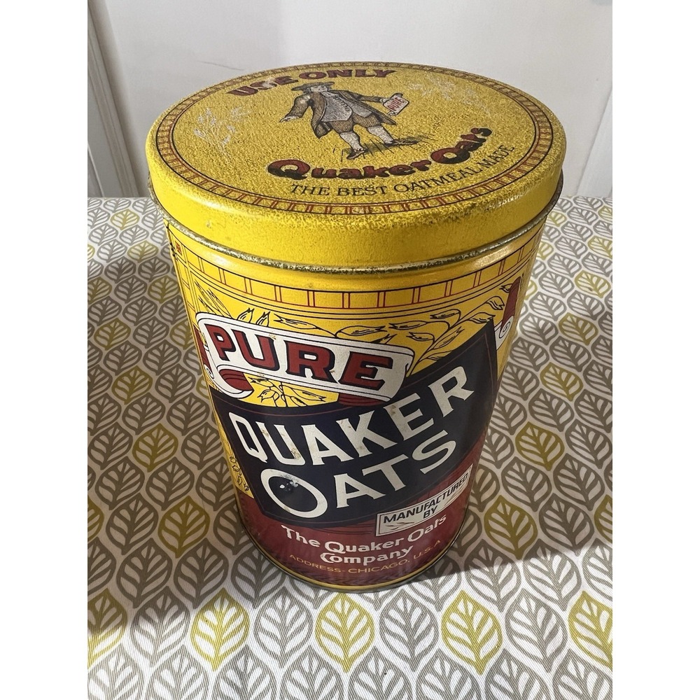 Vintage Quaker Oats Collectible Advertising Tin Yellow 1991